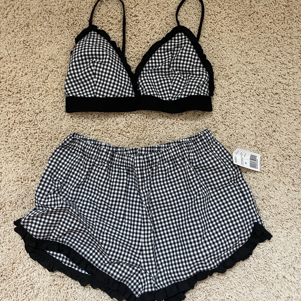 NEW WITH TAGS Forever 21 Lingerie Gingham Two-Piece Set Size Medium